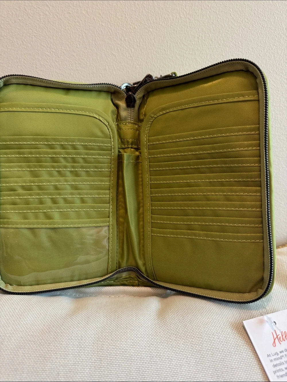 Lug Tandem Zip SE Grass Green Quilted Wristlet/cell phone Wallet-